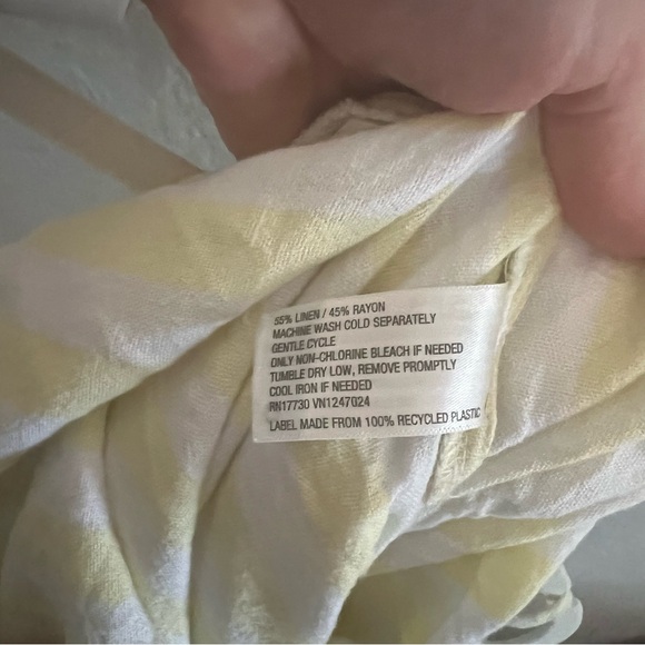 Stoney Clover Lane x Target Butter Yellow Striped Linen Jumpsuit Size Small - Picture 11 of 12